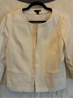 East 5th Cream Collarless Textured Open-Front Jacket